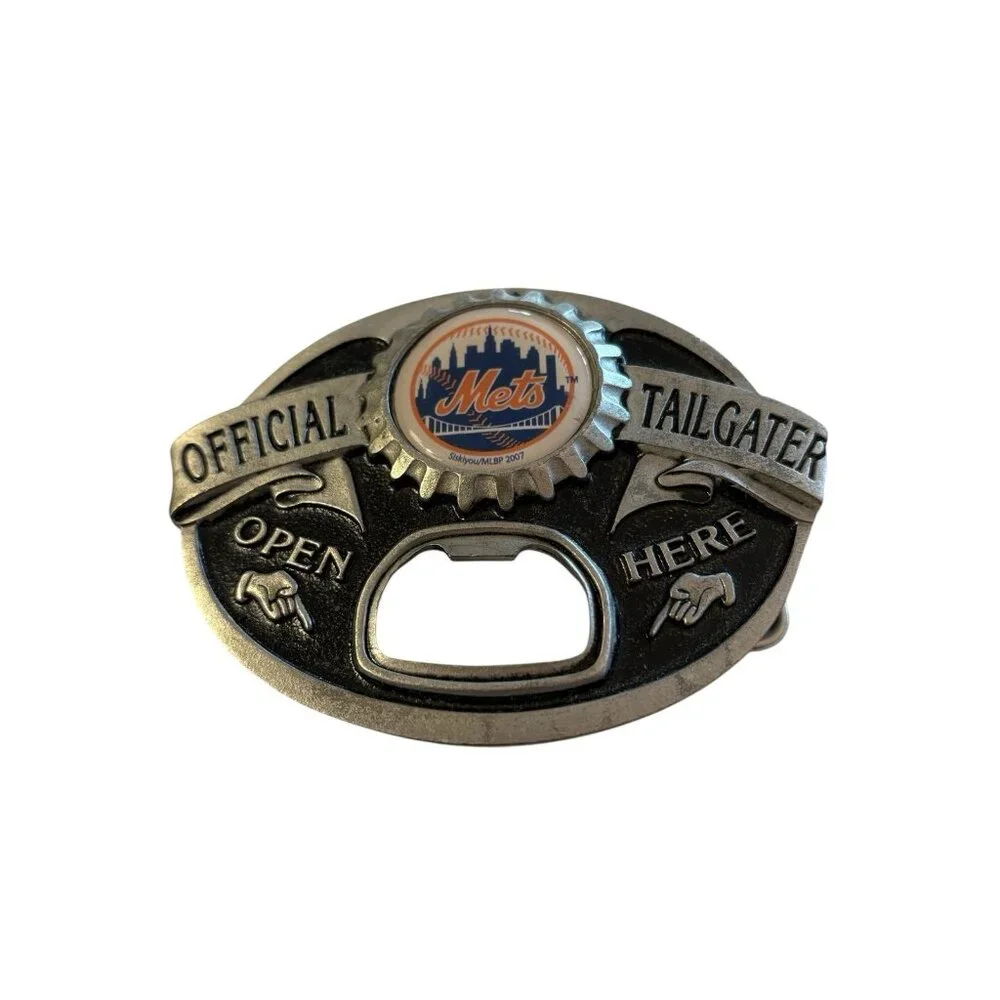 NEW YORK METS TAILGATER BELT BUCKLE W/BOTTLE‎ OPENER SISKIYOU US MADE 2007
